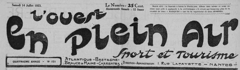 1923 le 14 juillet L'Ouest en plein air cyclisme Kerfelec et Charles Queffelec_1