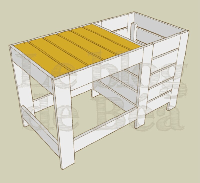 Table basse en bois de palette avec coffre de rangement