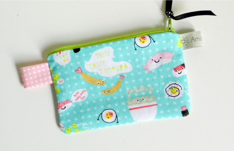 Porte monnaie pochette imprimé Sushis