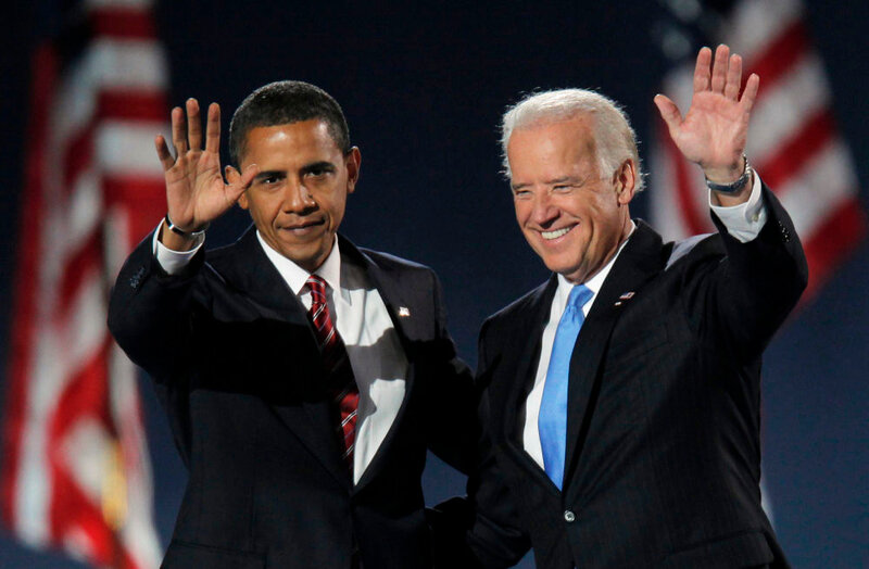 Joe Biden with Obama 2008 victory night