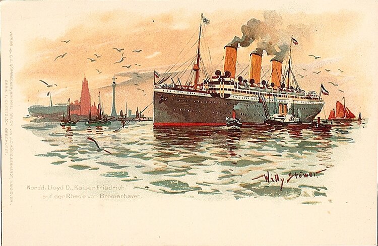 Kaiser Friedrich approaching Bremerhaven