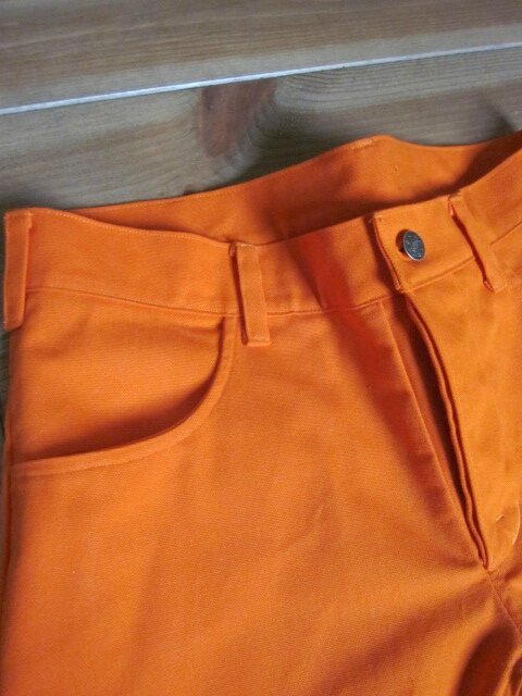 Bermuda slim HOMME en toile de coton orange - 4 poches - 5 passants - braguette à boutons (3)
