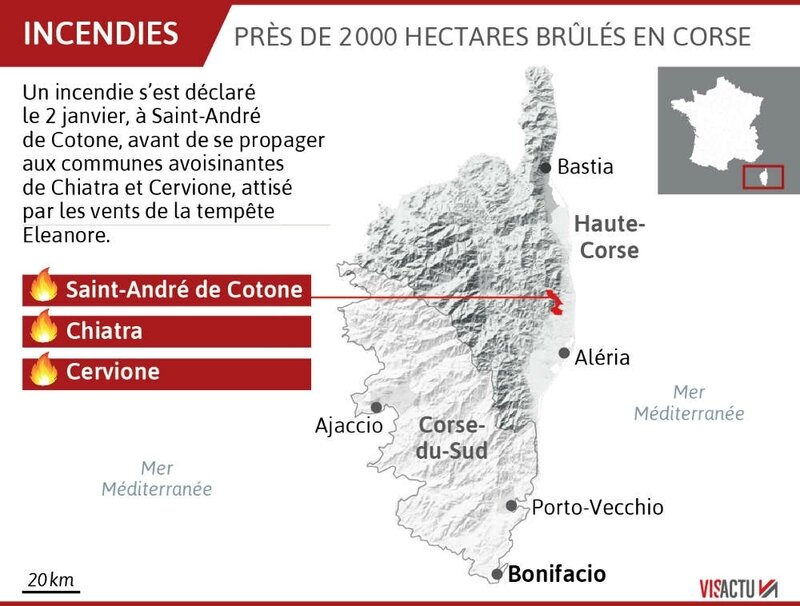 près de 2000 hectares brûés en corse