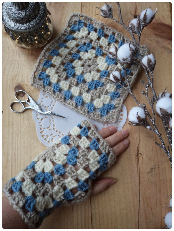 Mitaines granny square Cam&Drey bricolent
