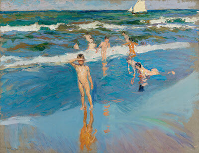 1908+Joaquin Sorolla+Niños en el Mar, Playa de Valencia (1908)Col