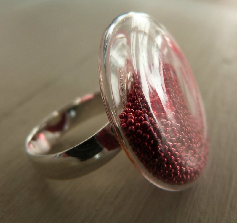 Bague micro billes rouge (3)