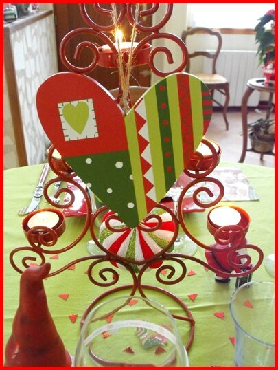 table de Noël rouge et anis 14
