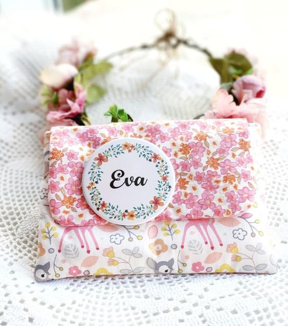 pochette tissu rose