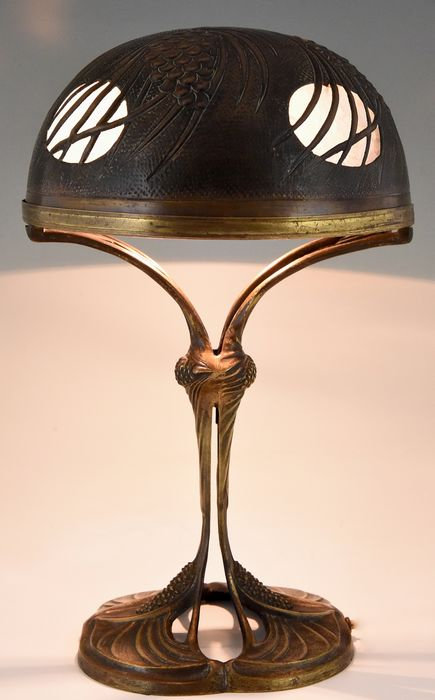 GEORGES LELEU ART NOUVEAU lampe catawiki