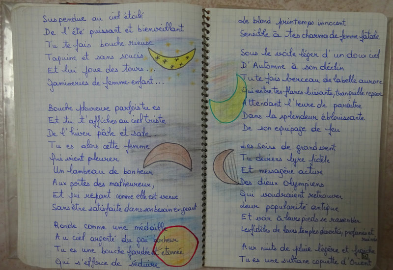 Marie Duval (poèmes de jeunesse - Dessins 1 du cahier pour Lune avec texte)