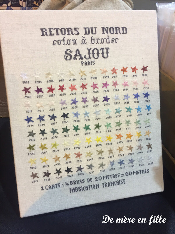 nuancier des cotons à broder retors du Nord Sajou 1