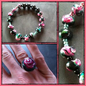 rose noire et fuschia bracelet