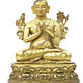 A rare gilt copper-alloy figure of a Shakya patriarch, Tibet, 15th century