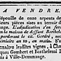 Dimanche 04 Octobre 1801 Vente de la dépouille des vignes de Barthélémy <b>MITOUART</b>