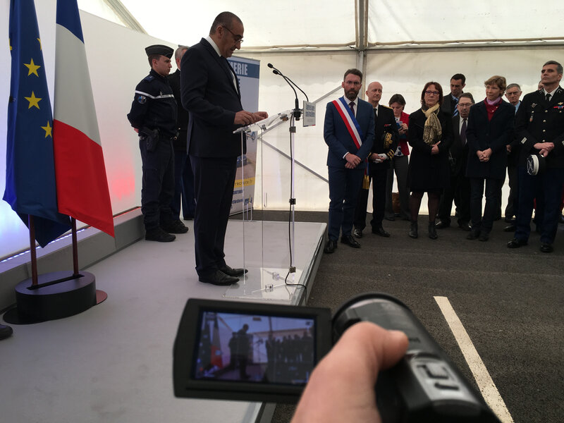 Arnaud Beltrame_hommage_Avranches_2019_Gendarmerie_Laurent Nuñez_ secrétaire d’État_ministre de l'Intérieur_allocution_discours_caméra