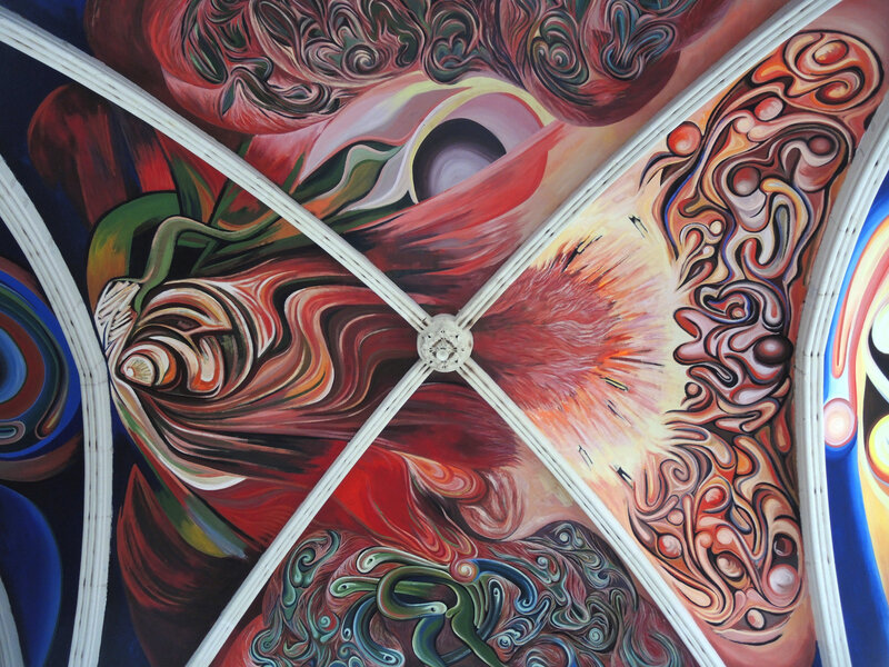 Le Menoux, église Notre-Dame, peintures, voûte, détail