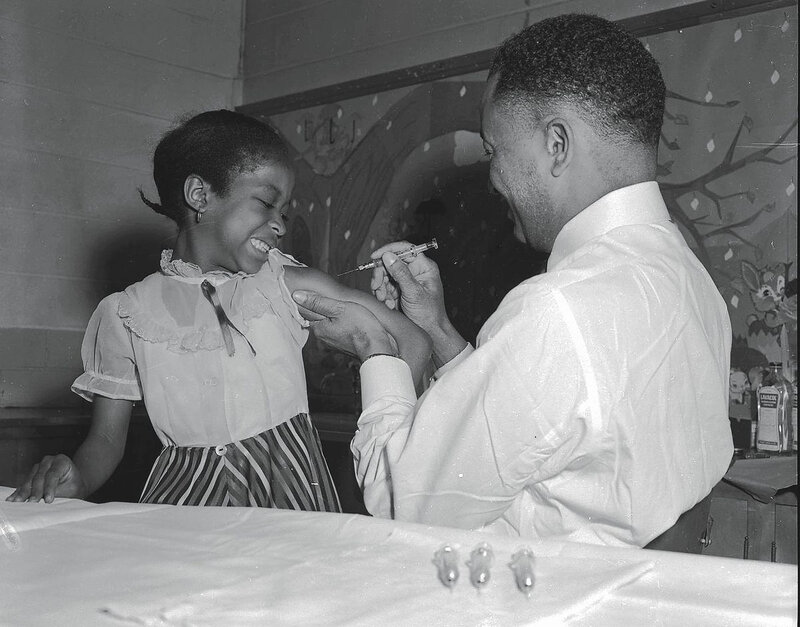 Area children treated with Salk polio vaccine in 1955 - Chicago