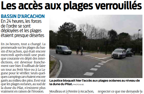 2020 03 20 SO Les accès aux plages verrouillés