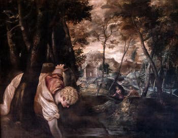 23: Le Tintoret, 1518:1594, Narcisse a la fontaine 1550:60