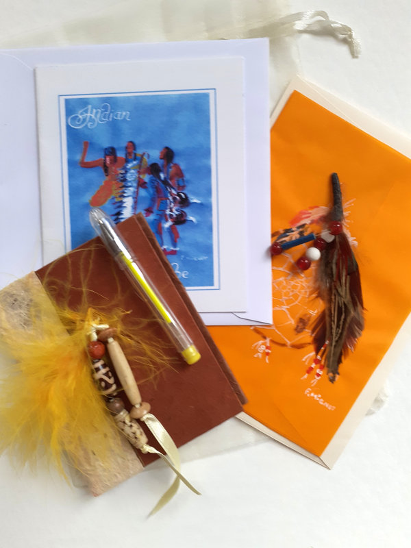 carnet, cartes, stylo indian tribe