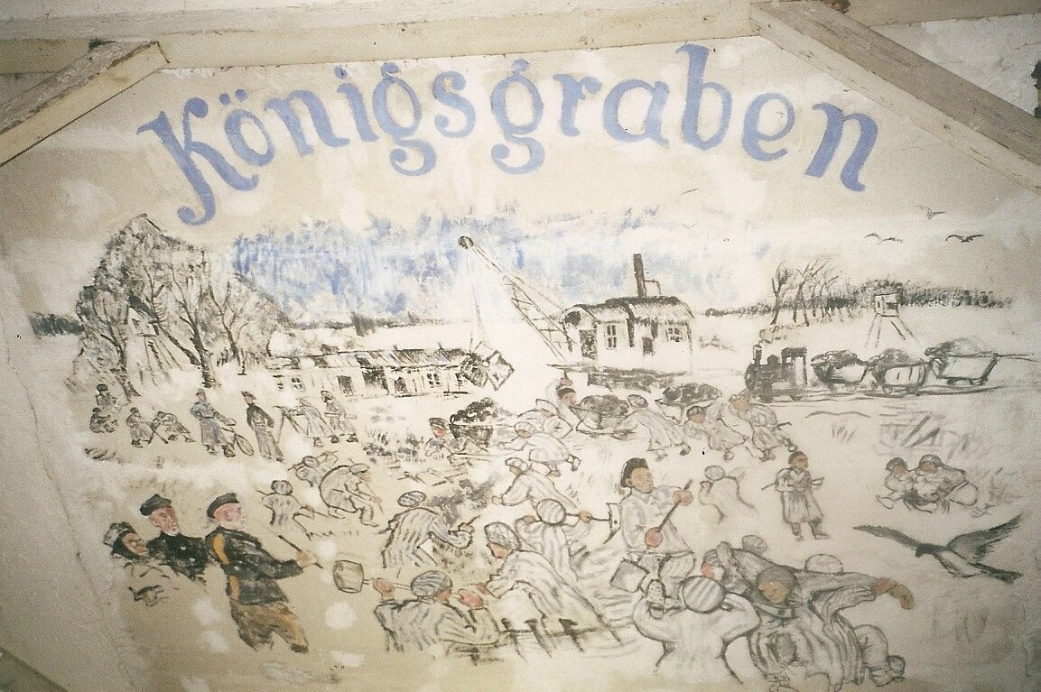 Birkenau, fresque sur mur baraquement (Pologne)