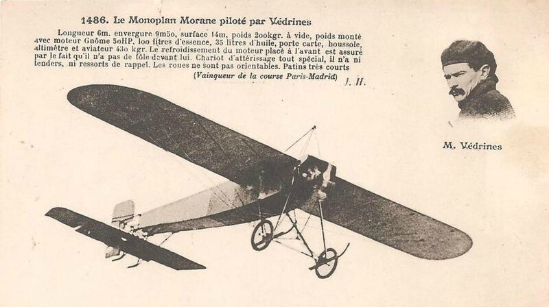 CPA Monoplan Morane piloté par Védrine