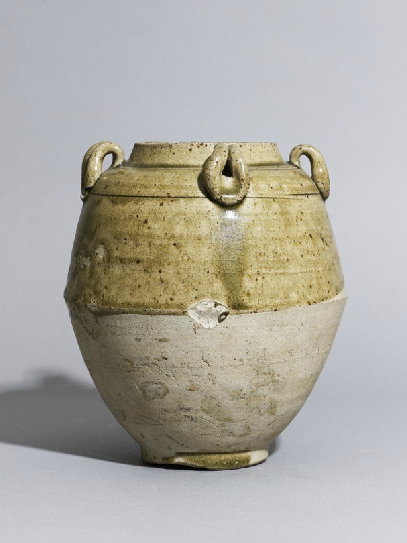 Greenware jar with loop handles, China, 7th century AD, Sui Dynasty (AD 589 - 618) - Tang Dynasty (AD 618 - 907)