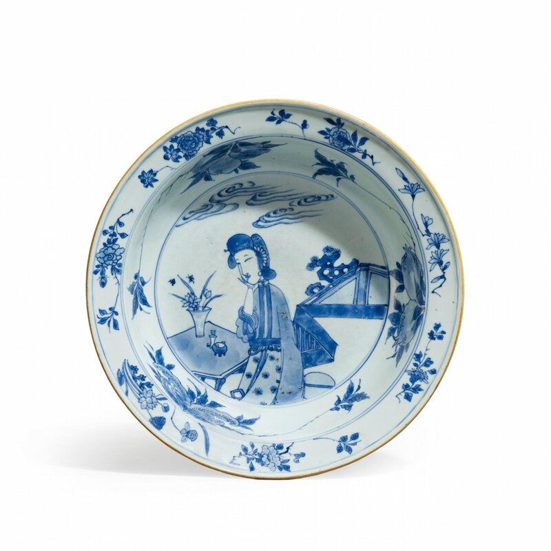 A rare blue and white basin, Shunzhi period (1643-1661)