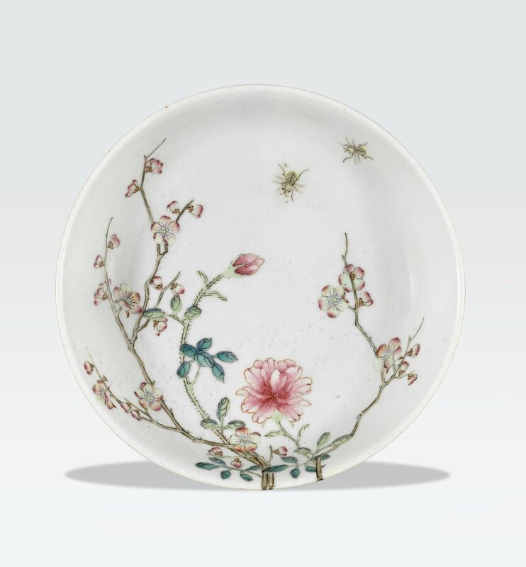 A famille rose 'peony and prunus' dish, Daoguang seal mark and of the period