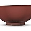 A fine <b>copper</b>-<b>red</b>-<b>glazed</b> bowl, Kangxi mark and period (1662-1722)