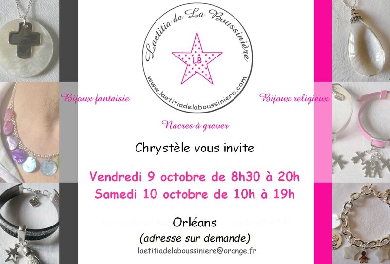 Invitation vente Laetitia de La Boussinière - Bijoux et Au nom du Père - Bijoux à Orléans