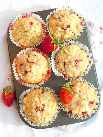 muffins fraise rhubarbe crumble 77c