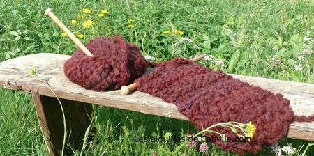 Echarpe doudou avec pelote et aiguilles de 15mm