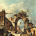 <b>Francesco</b> <b>Guardi</b> (1712 Venice - 1793 Venice), Capriccio con arco rovinato e mura di paese