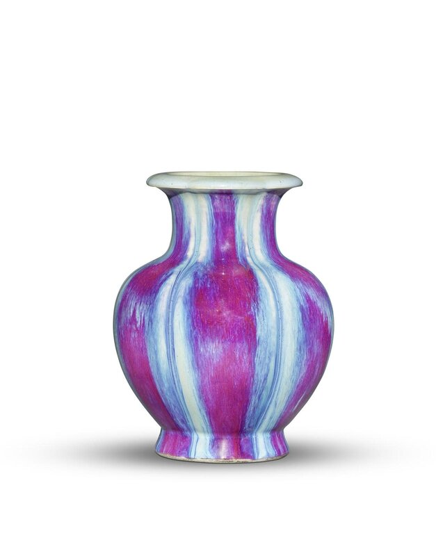 A rare flambé-glazed lobed vase, Impressed Jiaqing seal mark and of the period (1796-1820)