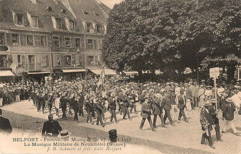 1913 08 17 Belfort CPA Festival Musique Défilé Neufchâtel