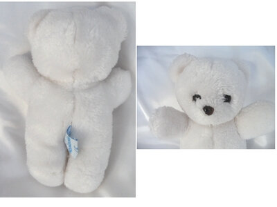 Doudou Peluche Ours Blanc Vintage Nounours 22 cm