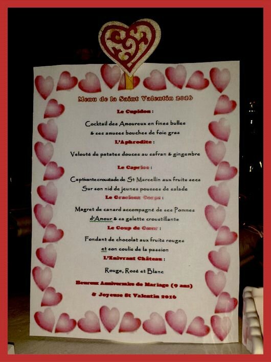 Menu st valentin' 2016