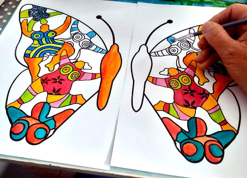 431-Fleurs Printemps- Papillon Niki de St Phalle (6)
