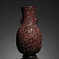 Vase de forme Hu, Chine, Dynastie Qing, <b>ca</b> <b>19</b>° <b>siècle</b>