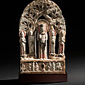 A rare painted marble <b>Buddhist</b> stele, Northern Qi dynasty (AD 550-577)