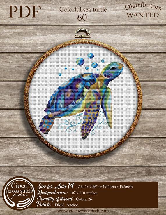 Colorful sea turtle