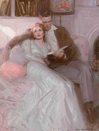 TOM LOVELL _American_ 1909-1997__ Back Comes the Bride_ Ladies_ Home Journal illustration_ February 1944