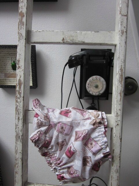 Culotte BIANCA en coton blanc imprimé timbre oiseau rose et beige - noeud de vichy beige (2)