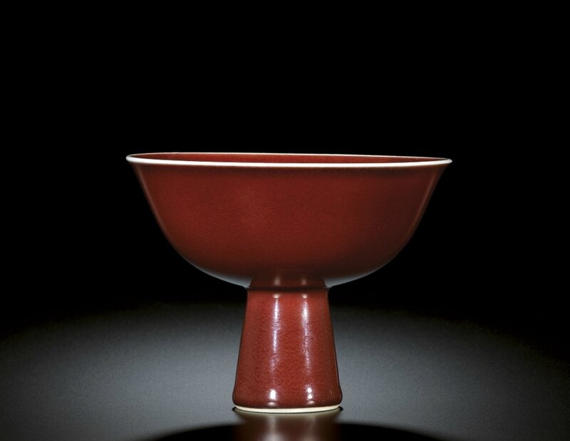 A copper-red glazed stembowl, Qing dynasty, Yongzheng period (1723-1735)