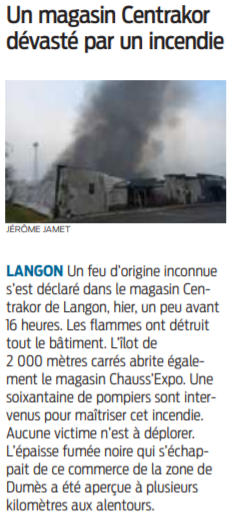2022 01 28 SO Un magasin Centrakor dévasté par un incendie