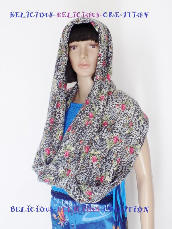 woolen tube scarf flower print xtra long a