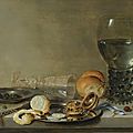 <b>Willem</b> <b>Claesz</b>. <b>Heda</b>. Still life of a roemer and a façon de Venise, a partly peeled lemon, a pocket-watch and capers on pewter 