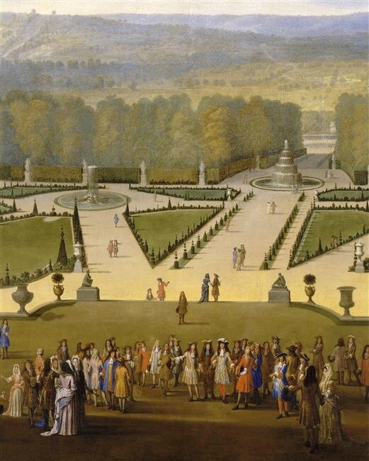 Promenade de Louis XIV en vue du Parterre du Nord dans les jardins de Versailles, Allegrain Etienne vers 1688