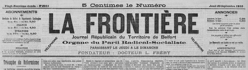 1910 09 29 Belfort La Frontière p1R